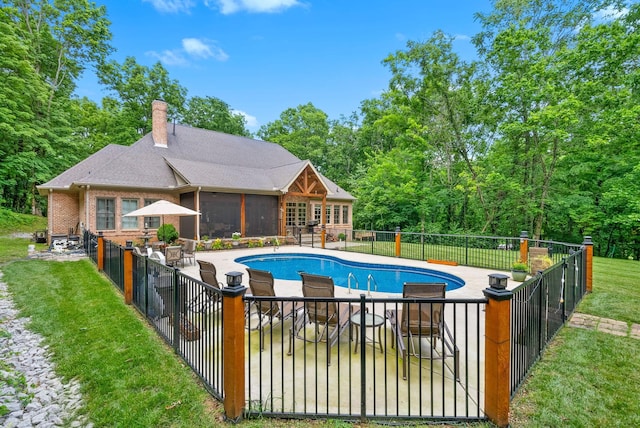 6779 Arno Allisona Rd, College Grove, TN 37046 - view of swimming pool with a patio and a sunroom