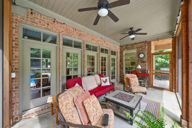 6779 Arno Allisona Rd, College Grove, TN 37046 - view of patio with a fire pit and a ceiling fan