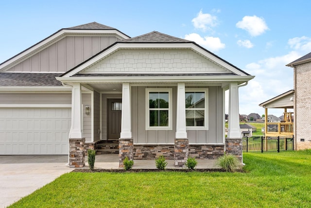 1573 Collins View Way, Clarksville, TN 37043 - craftsman inspired home featuring board and batten siding, covered porch, roof with shingles, and stone siding