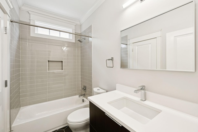 286 Keswick Grove Ln, Franklin, TN 37067 - full bath featuring toilet, ornamental molding, vanity, and bathing tub / shower combination