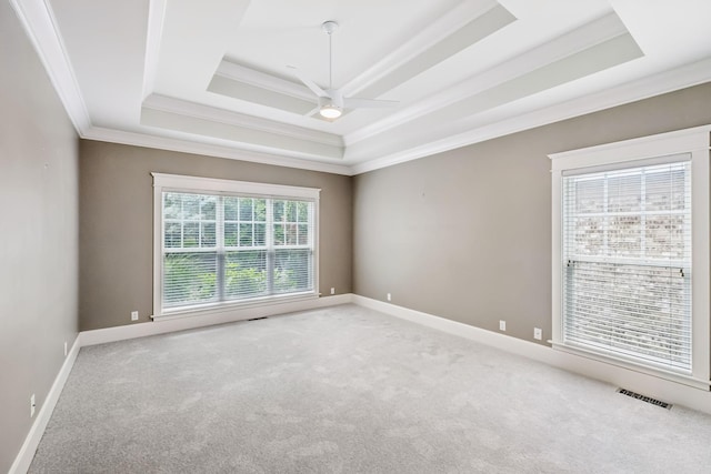 286 Keswick Grove Ln, Franklin, TN 37067 - carpeted empty room with ceiling fan, a raised ceiling, ornamental molding, and baseboards