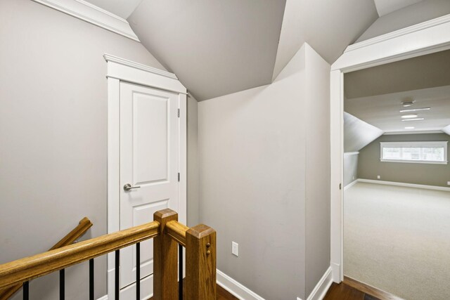 286 Keswick Grove Ln, Franklin, TN 37067 - stairway with lofted ceiling and baseboards