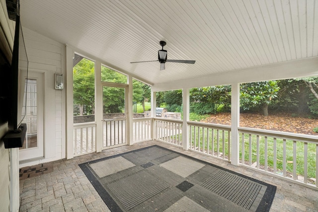 286 Keswick Grove Ln, Franklin, TN 37067 - unfurnished sunroom featuring vaulted ceiling and ceiling fan