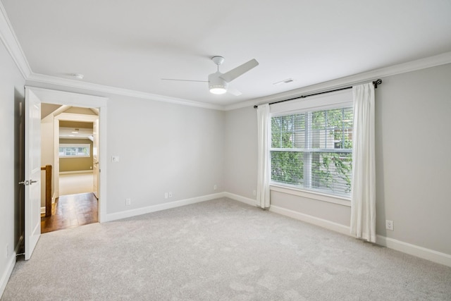 286 Keswick Grove Ln, Franklin, TN 37067 - spare room with ornamental molding, carpet flooring, a ceiling fan, baseboards, and a smoke detector