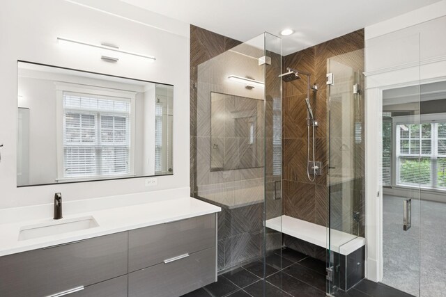 286 Keswick Grove Ln, Franklin, TN 37067 - full bath with vanity, tile patterned flooring, and a stall shower
