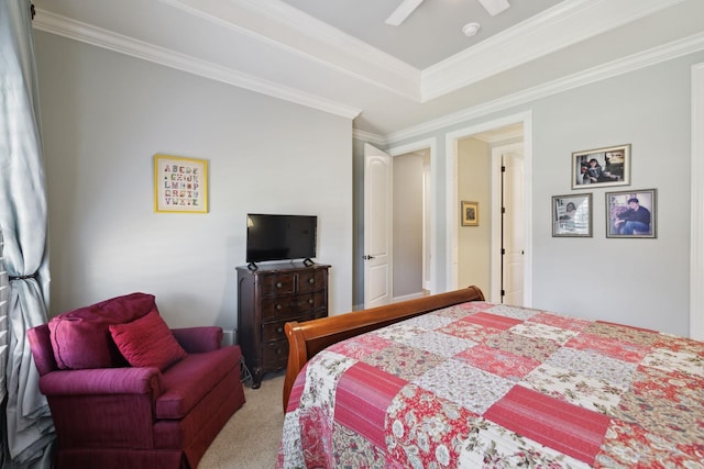 1194 Meadow Bridge Ln, Arrington, TN 37014 - bedroom featuring carpet flooring, crown molding, and a ceiling fan