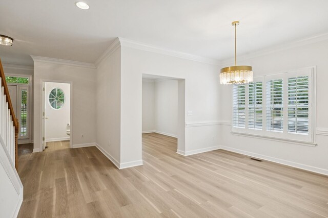 1906 Montgomery Way, Franklin, TN 37067 - foyer with a chandelier, crown molding, light wood-type flooring, and stairway