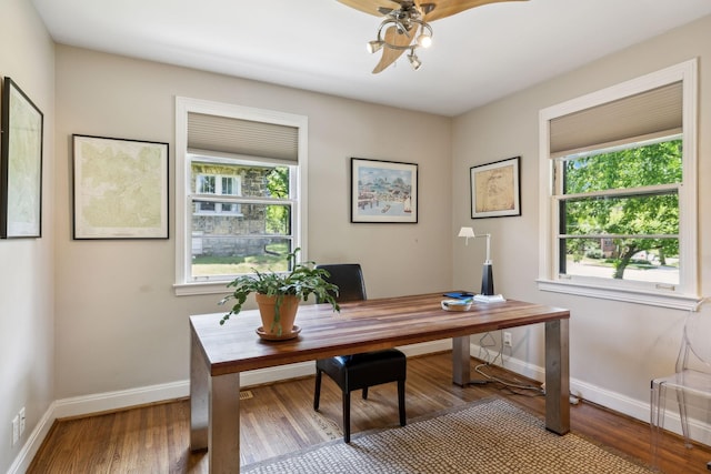 4202 Murphy Rd, Nashville, TN 37209 - home office with ceiling fan, plenty of natural light, baseboards, and wood finished floors
