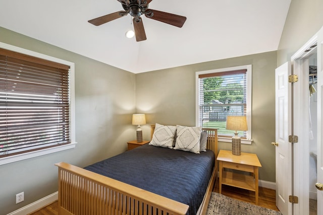 4202 Murphy Rd, Nashville, TN 37209 - bedroom featuring wood finished floors, a ceiling fan, and lofted ceiling