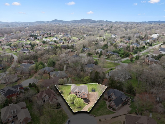 205 Well Spring Ct, Brentwood, TN 37027 - aerial view of property and surrounding area featuring property parcel outlined, mountains, and nearby suburban area