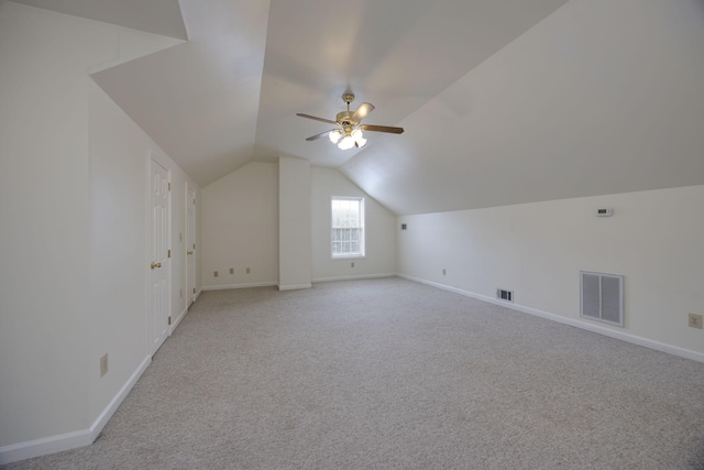 2321 Riverway Dr, Old Hickory, TN 37138 - bonus room featuring ceiling fan, light carpet, baseboards, and vaulted ceiling
