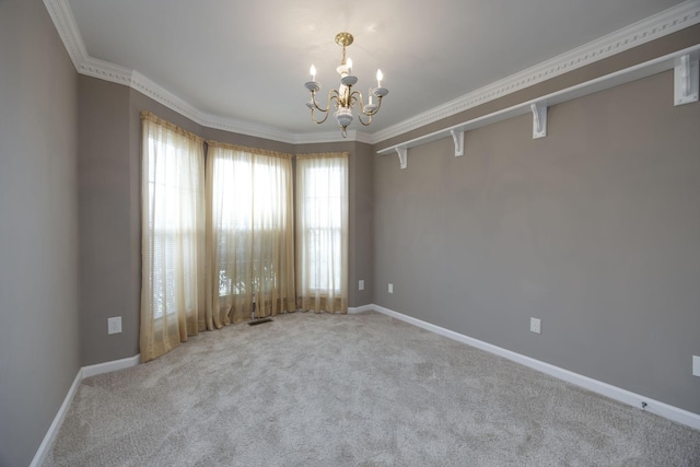 2321 Riverway Dr, Old Hickory, TN 37138 - carpeted empty room featuring a chandelier, ornamental molding, and baseboards