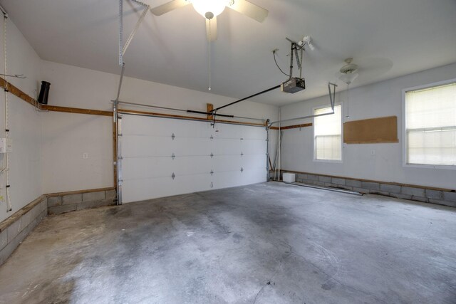 2321 Riverway Dr, Old Hickory, TN 37138 - garage with a garage door opener and a ceiling fan