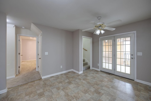 2321 Riverway Dr, Old Hickory, TN 37138 - unfurnished room with stone finish flooring, ceiling fan, stairs, and baseboards