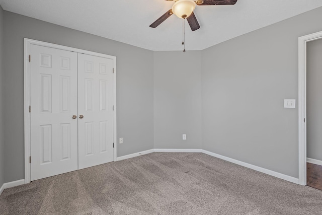 602 Pemberton Ct, Mount Juliet, TN 37122 - unfurnished bedroom featuring carpet floors, a closet, baseboards, and a ceiling fan