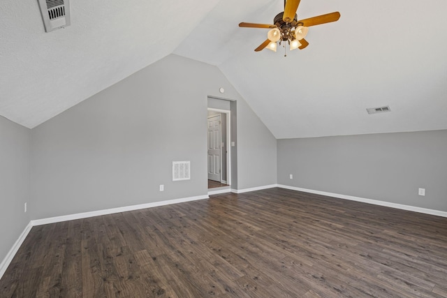 602 Pemberton Ct, Mount Juliet, TN 37122 - additional living space featuring ceiling fan, lofted ceiling, dark wood finished floors, and baseboards