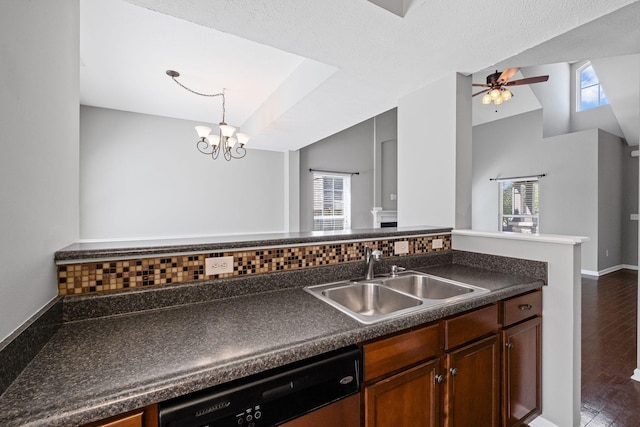 602 Pemberton Ct, Mount Juliet, TN 37122 - kitchen featuring dishwashing machine, a sink, dark countertops, and healthy amount of natural light