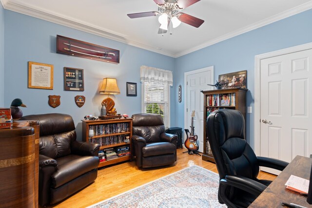 500 Forrest Park Cir, Franklin, TN 37064 - office space with light wood finished floors, a ceiling fan, and crown molding