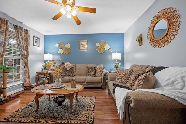114 Silver Leaf Cir, Dickson, TN 37055 - living area with a ceiling fan and wood finished floors
