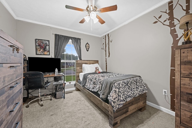 114 Silver Leaf Cir, Dickson, TN 37055 - bedroom with carpet floors, crown molding, a desk, and a ceiling fan