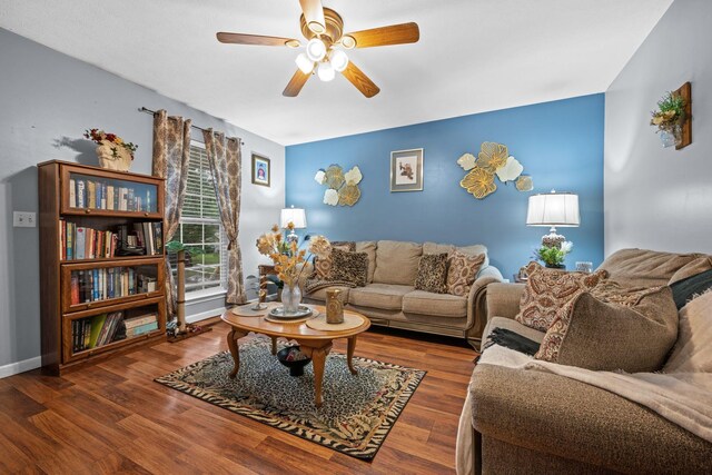 114 Silver Leaf Cir, Dickson, TN 37055 - living room with ceiling fan and wood finished floors