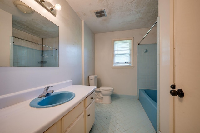 7703 Horn Tavern Rd, Fairview, TN 37062 - full bath featuring vanity, a textured ceiling, shower / bathtub combination, and tile patterned floors
