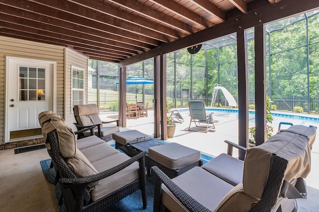 673 Newton Ln, Gallatin, TN 37066 - view of patio with an outdoor pool, outdoor lounge area, and glass enclosure