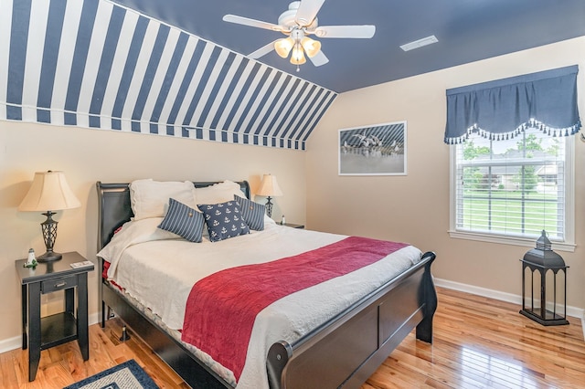 673 Newton Ln, Gallatin, TN 37066 - bedroom featuring wood finished floors, lofted ceiling, and ceiling fan