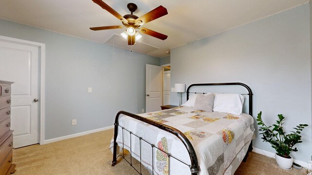 2809 Kaye Dr, Thompsons Station, TN 37179 - bedroom featuring attic access, light carpet, and a ceiling fan