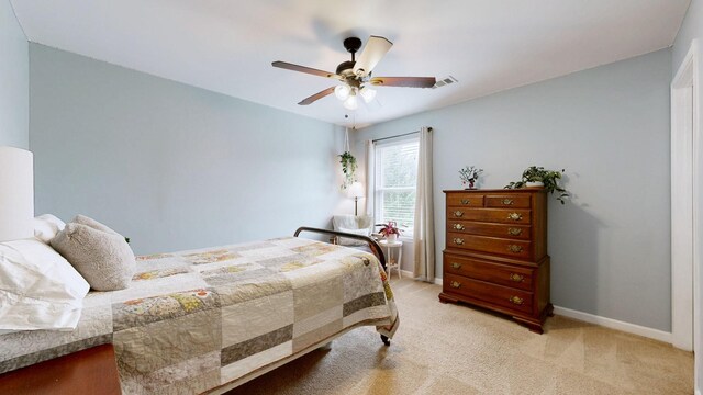 2809 Kaye Dr, Thompsons Station, TN 37179 - bedroom with light colored carpet and a ceiling fan