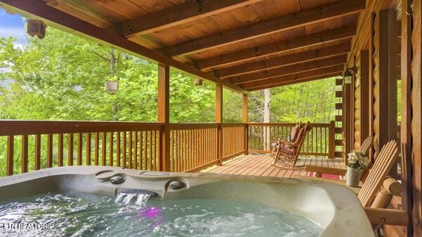 4196 Mountain Rest Way, Sevierville, TN 37876 - wooden deck featuring a hot tub