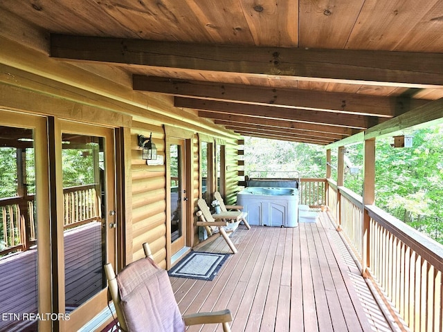 4196 Mountain Rest Way, Sevierville, TN 37876 - wooden terrace featuring a hot tub