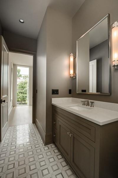 1302B Pillow St, Nashville, TN 37203 - bathroom featuring vanity, tile patterned floors, and baseboards
