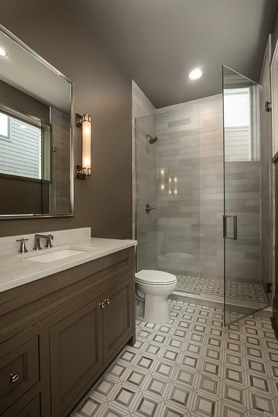 1302B Pillow St, Nashville, TN 37203 - bathroom with toilet, vanity, a stall shower, and recessed lighting