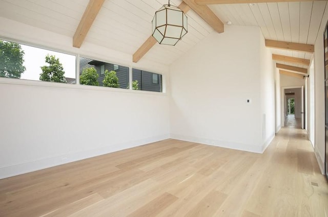 1302B Pillow St, Nashville, TN 37203 - empty room with healthy amount of natural light, baseboards, light wood-style floors, and wood ceiling
