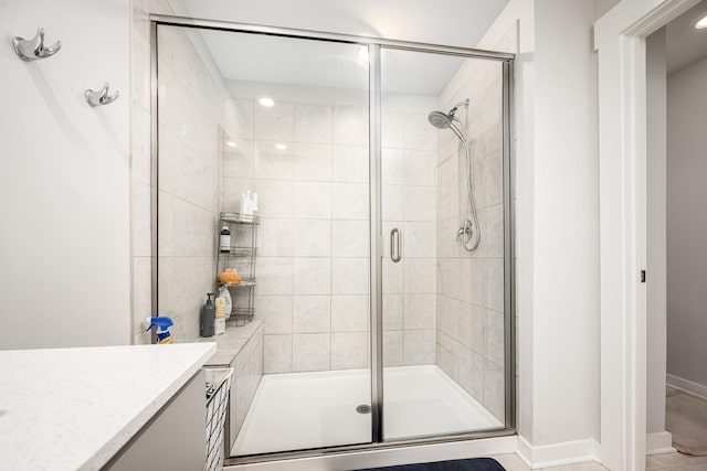 312 Whisper Wood Way, Lebanon, TN 37087 - bathroom featuring a shower stall, vanity, and recessed lighting