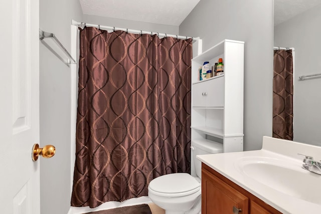 243 Shoshone Pl, Murfreesboro, TN 37128 - bathroom with vanity, a textured ceiling, and a shower with curtain