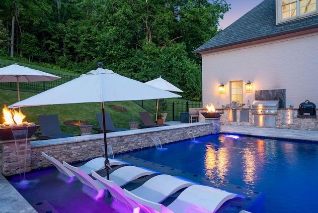 1024 Vaughn Crest Dr, Franklin, TN 37069 - view of pool with an outdoor fire pit, area for grilling, and a patio area