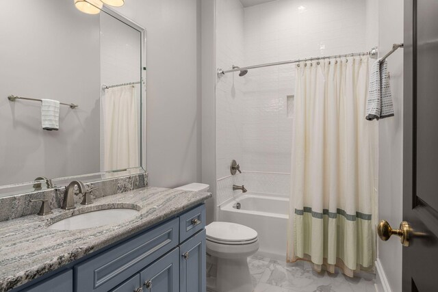 1024 Vaughn Crest Dr, Franklin, TN 37069 - bathroom featuring vanity, shower / bath combination with curtain, and marble look tiles