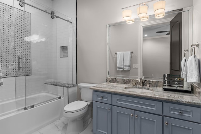 1024 Vaughn Crest Dr, Franklin, TN 37069 - full bathroom featuring vanity, bath / shower combo with glass door, and marble look tiles