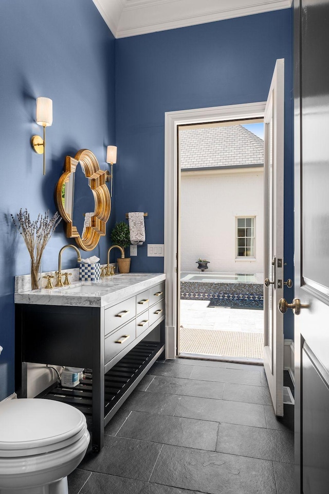 1024 Vaughn Crest Dr, Franklin, TN 37069 - bathroom featuring ornamental molding and vanity