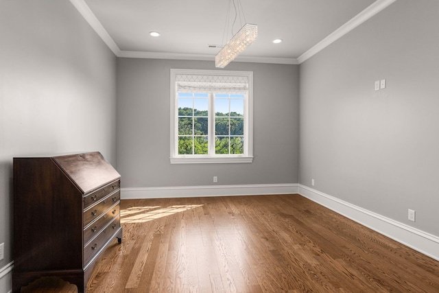 1024 Vaughn Crest Dr, Franklin, TN 37069 - unfurnished room with ornamental molding, wood finished floors, and recessed lighting