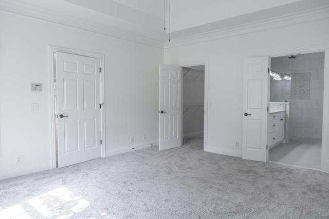 1159 Fairvue Village Ln, Gallatin, TN 37066 - unfurnished bedroom featuring light carpet, a spacious closet, baseboards, and crown molding