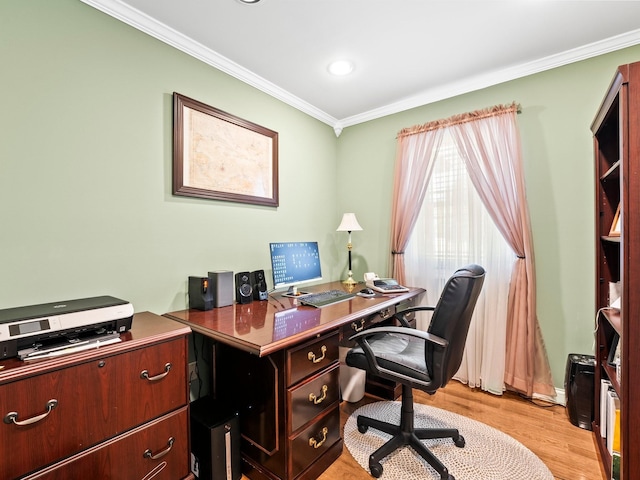 1574 Midway Rd, Sewanee, TN 37375 - office area featuring ornamental molding, light wood-style floors, and recessed lighting