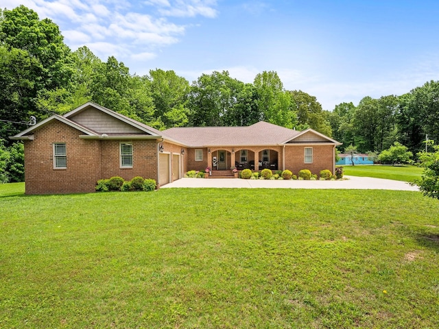 1574 Midway Rd, Sewanee, TN 37375 - single story home featuring an attached garage, driveway, a front yard, and covered porch