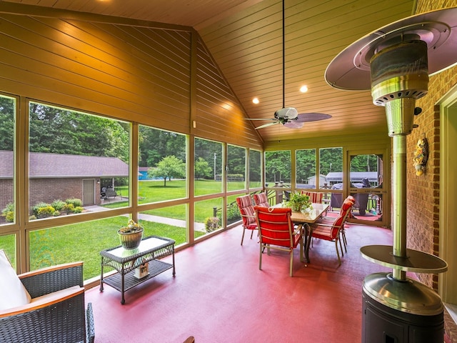1574 Midway Rd, Sewanee, TN 37375 - sunroom / solarium with lofted ceiling, outdoor dining space, and ceiling fan