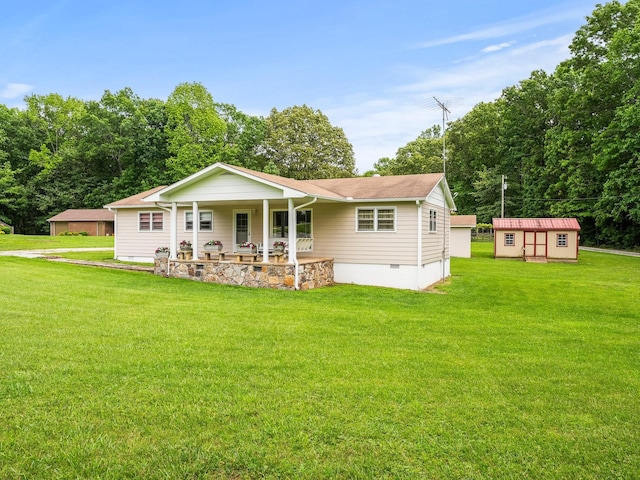1574 Midway Rd, Sewanee, TN 37375 - view of front of house with crawl space, a front yard, and covered porch