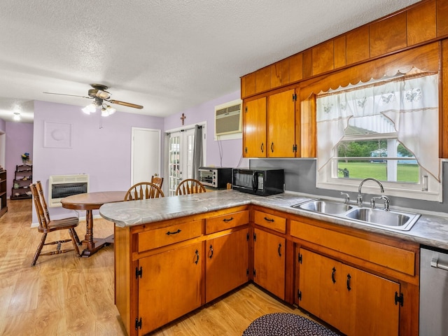 1574 Midway Rd, Sewanee, TN 37375 - kitchen with a sink, black microwave, heating unit, dishwasher, and an AC wall unit