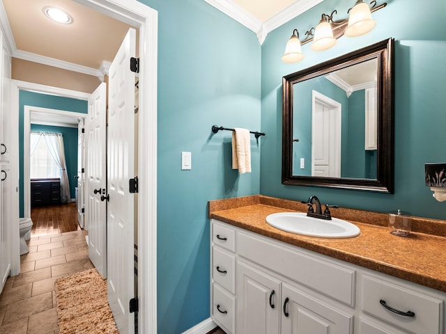 1574 Midway Rd, Sewanee, TN 37375 - bathroom with ornamental molding, vanity, baseboards, and toilet