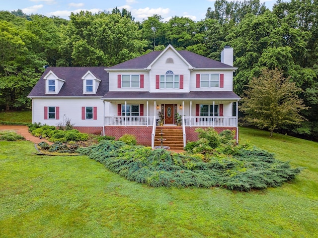 6873 Giles Hill Rd, College Grove, TN 37046 - colonial inspired home featuring covered porch, a chimney, a front yard, and stairs